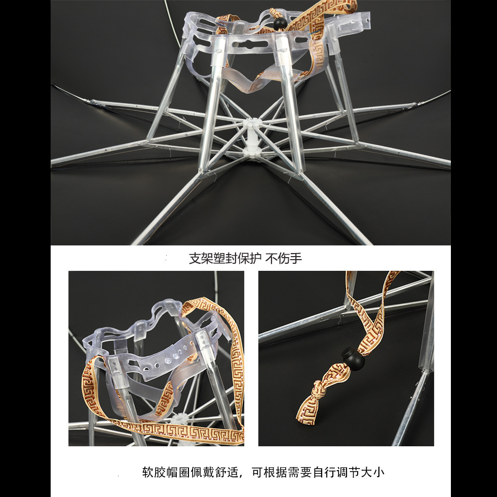 Fishing Umbrella Hat with Sun Protection, Large Foldable Overhead Sunshade Fishing Gear Hat