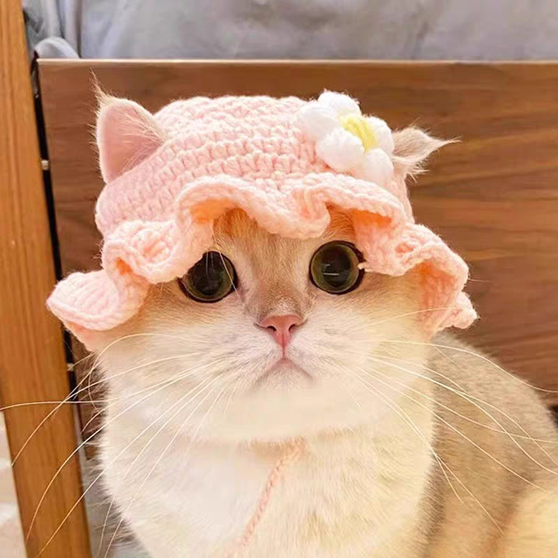 Pet Headgear, Cat and Dog Knitted Hat, Cross-Dressing Props, Headwear, Funny Handmade Woolen Hat, Cute Accessories