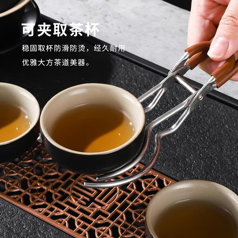New Stainless Steel Tea Cup Clip Tea Auxiliary Stabilizer Tea Cup Tea Bowl Tea Set Accessories Tea Kung Fu Tea Tea Set