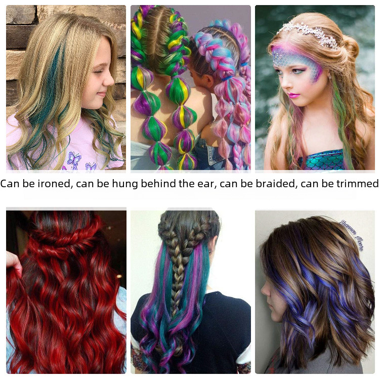 Colored Hair Extensions, Ear-Hanging Dyed Wigs, Permable Matte High-Temperature Wire Straight Hair Wig Bundles 44 Colors