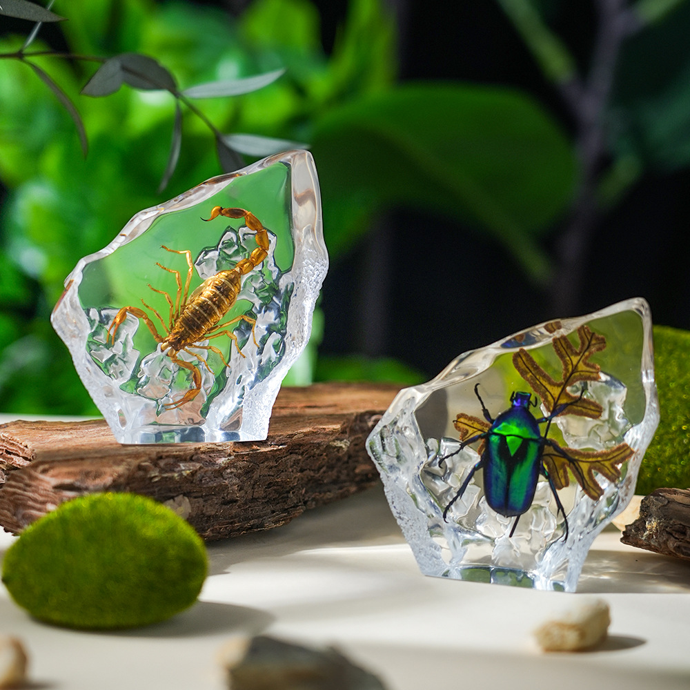 Millennium Bug Specimen Crafts Ornaments Rock Ice Sculpture Fully Handmade Creative Resin Glue Insect Amber Artwork