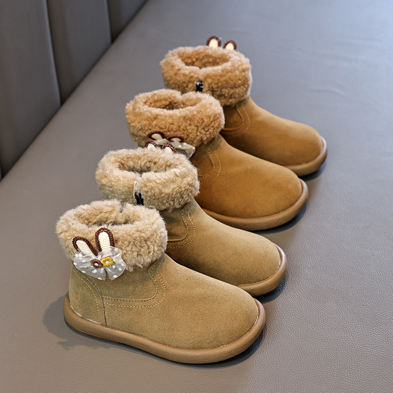 Сладкие и стильные теплые ботинки для девочек с декором из тюля и бантиков, зимние кожаные ботинки 2025