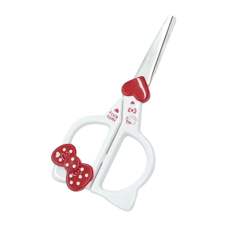 Student scissors Sanrio handmade paper cutting thread cutting head plastic bow handle with heart-shaped suction card packaging scissors
