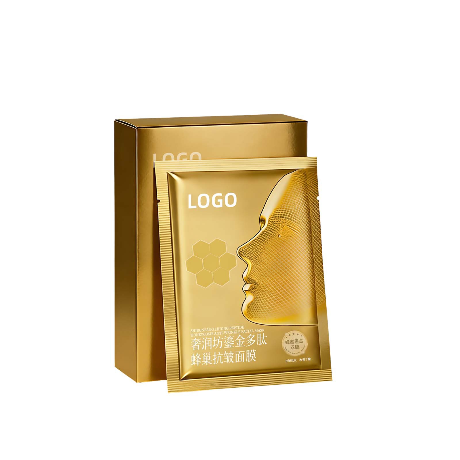 Oem Processing and Customization of Gilded Peptide Honeycomb Facial Mask for Anti-Wrinkle, Lifting, Firming, and Improving Sagging Skin