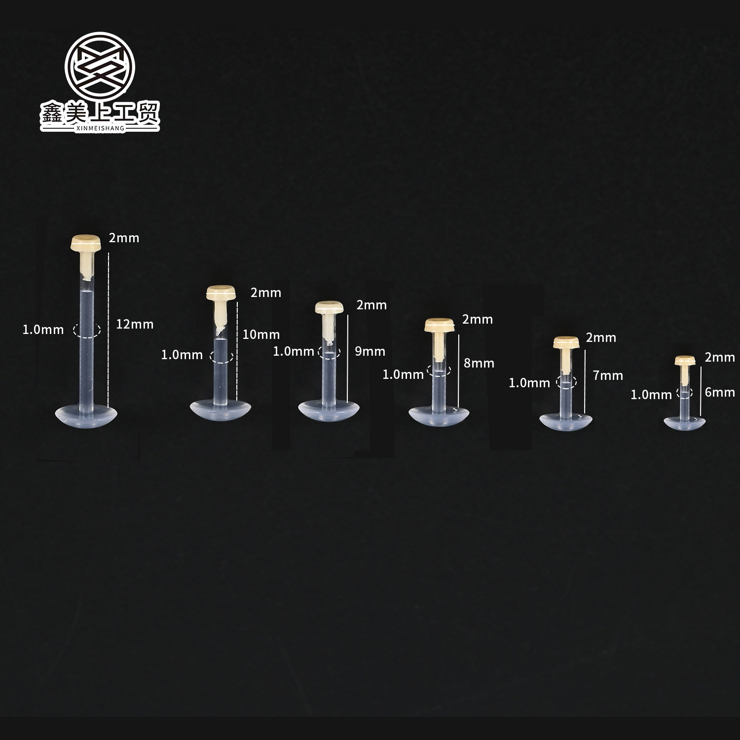 Transparent Invisible Lip Nail 1.0 Plug-In Transparent Lip Nail Student Invisible Round Nose Nail Flesh-Colored Personalized Piercing Jewelry