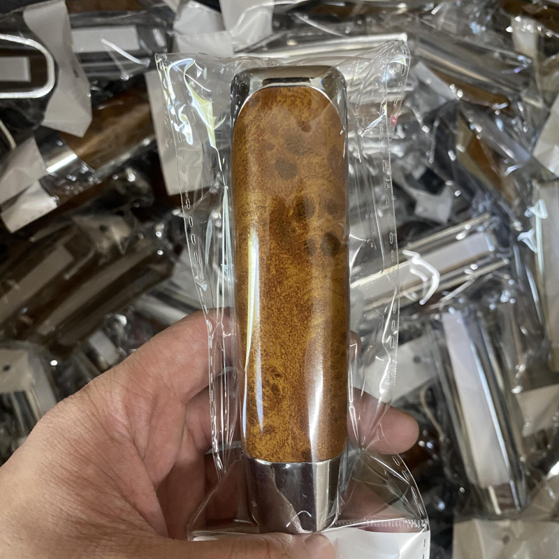 Cross-Border Popular Car Handbrake Cover with Carbon Fiber Pattern, Handbrake Cover, Handbrake Decorative Cover, Protective Cover, Peach Wood Color, Blister Packaging for Car Use