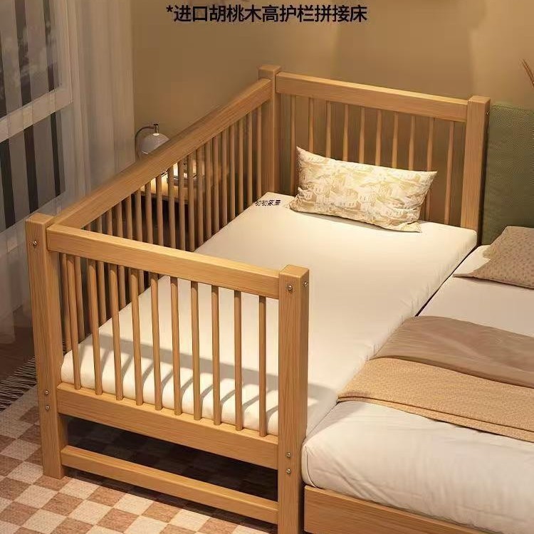 Детская сплошная кровать из ореха, с расширенной конструкцией