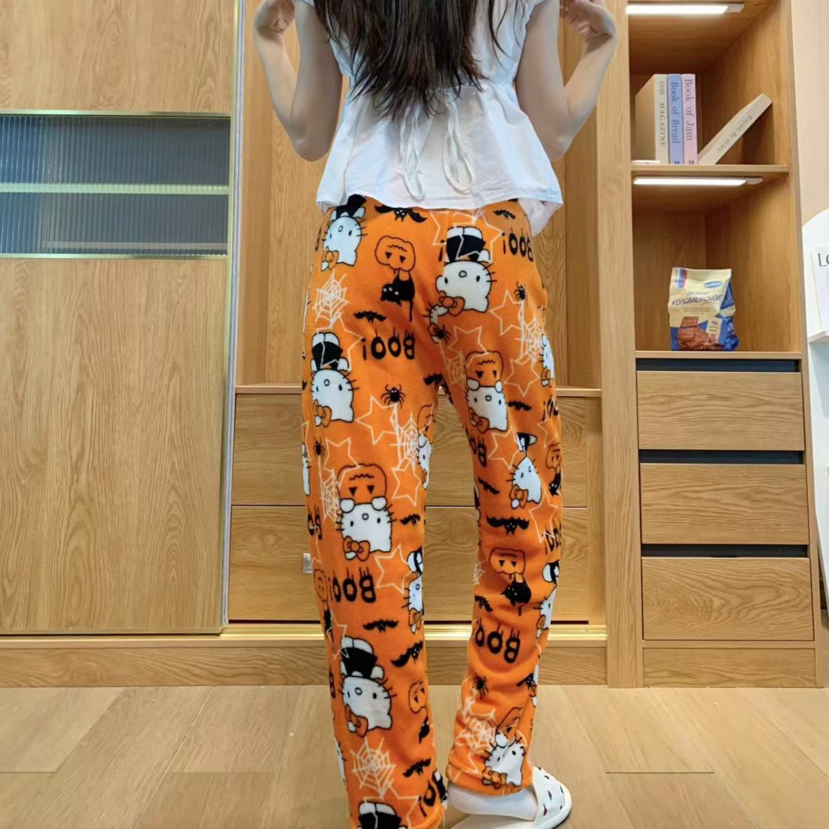 Foreign Trade Large Size Cartoon Flannel Pajamas for Women Autumn and Winter Thickeneded Fleece-Lined Warm Pajamas Home Clothes Winter Pants