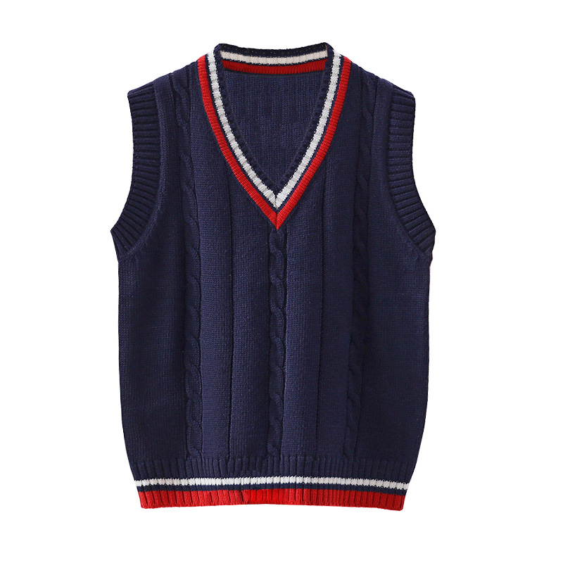 Children's Sweater Vest Boys and Girls Knitted Wool Vest Autumn and Winter New Children's Primary School Uniform