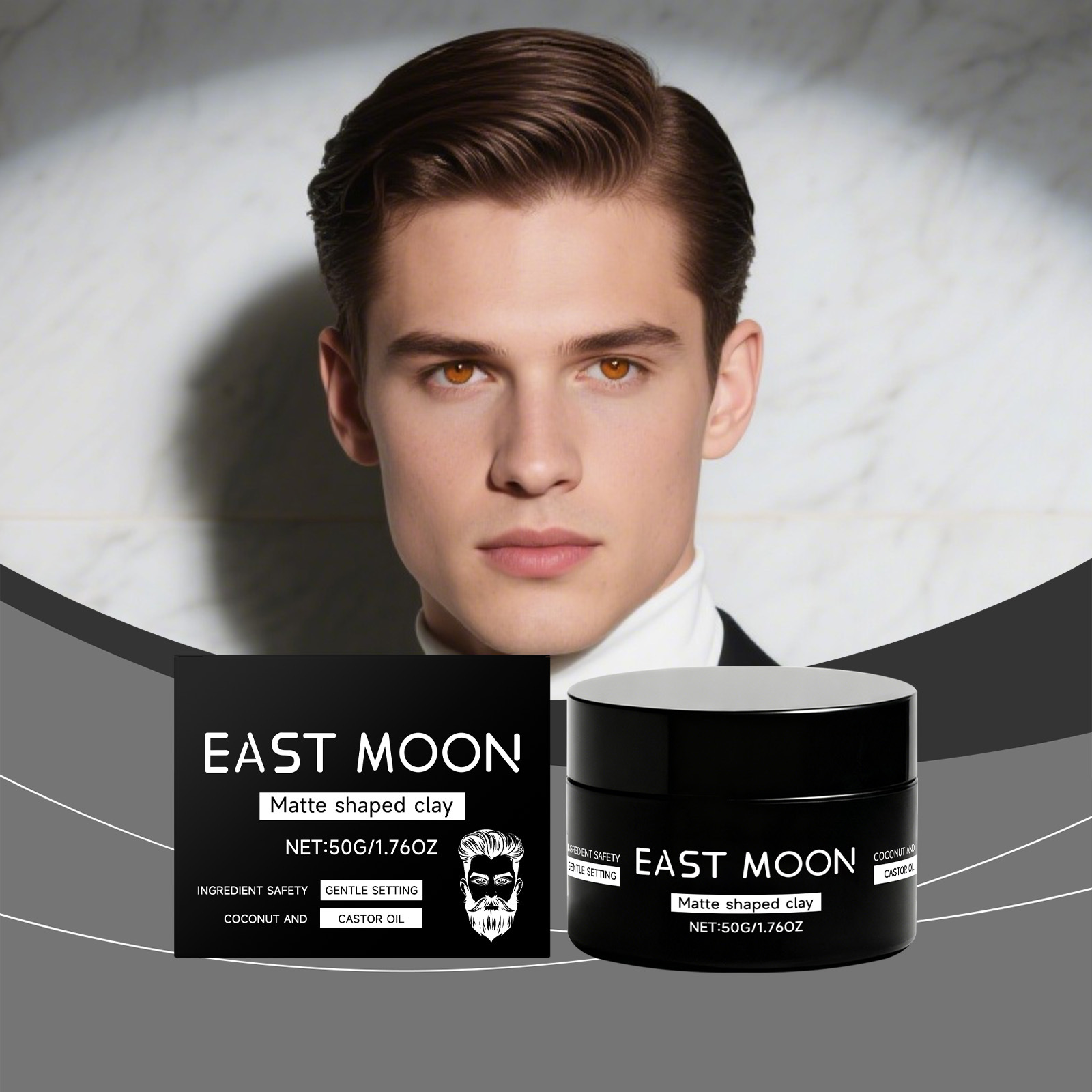 East Moon Мужская матовая укладка для волос, освежающая и укладочная, легкая в уходе, не липкая и гладкая