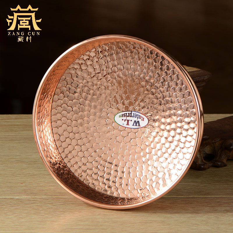 Xizang Red Copper Mandala Tray Indoor Home Mandala Tray Decorative Tabletop Ornament