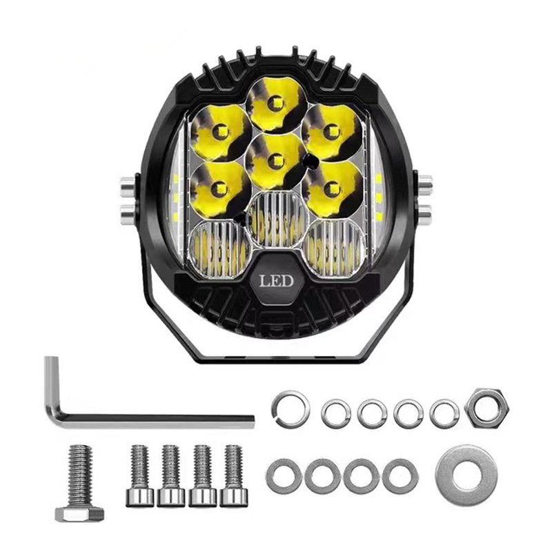 5 inch Wrangler headlight three-sided luminous white led work light front bumper car light modified yellow car led light