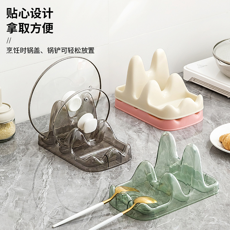 Kitchen Pot Lid Rack Countertop Storage No-Drill Sitting Rack Double-Layer Light Luxury Pot Lid Rack Brick Board Spatula Spoon Organizer