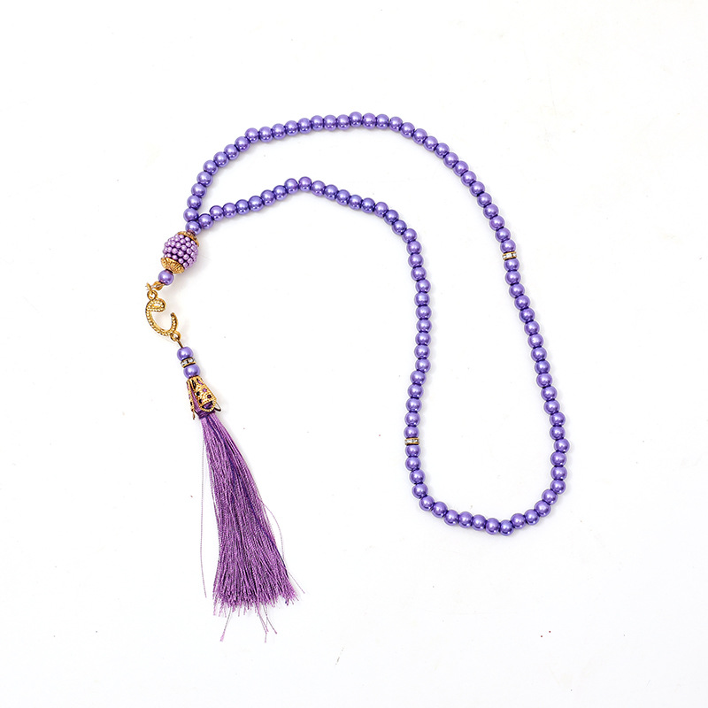 Muslim 99 6mm Imitation Pearl Cross-Border Islamic Rosary Bracelet Hand-Held Prayer Beads Factory Direct Sale