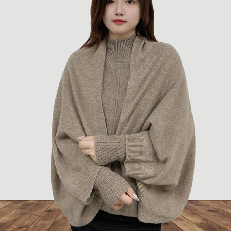 Cashmere Shawl Women's Autumn and Winter 2024 New Warm Fashionable Stylish High-grade Knitted Cloak Dual-purpose Scarf