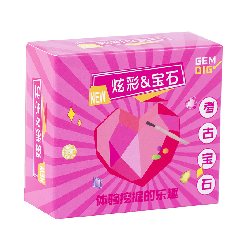Archaeological Excavation Gem Girl Heart Gem Blind Box Treasure Hunting Toy Kidsren's Handmade DIY Excavation Fossil