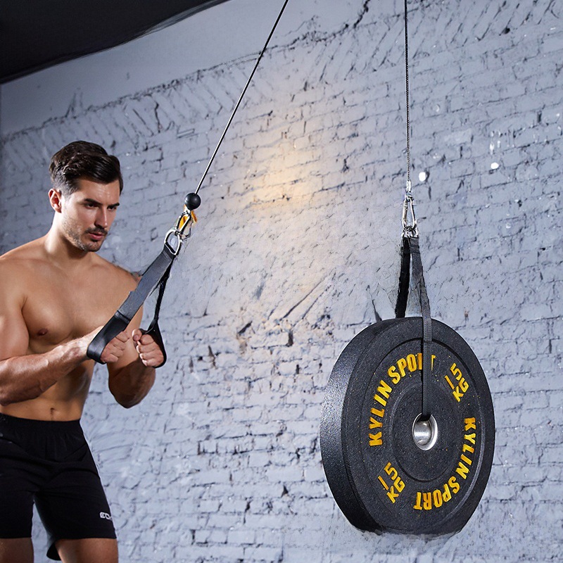 Three-Head Muscle Trainer Wire Rope High Pull-Down Gantry Pulley Home Horizontal Bar Fitness Equipment Tensioner