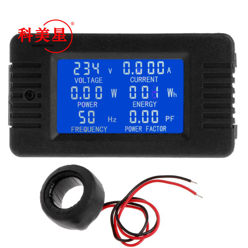 Ac Digital Display Multi-Function Power Monitor 80~260V Power Energy Monitor Frequency Meter Factor Meter