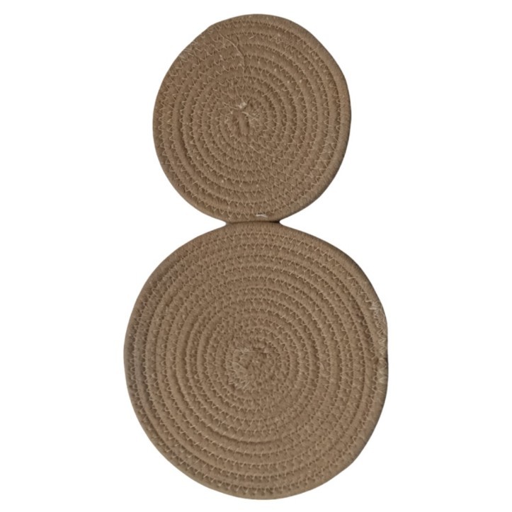 Purely Hand-Woven Cotton Rope, Straw Rope, Anti-Scalding Heat Insulation Mat for Pots, Teacups, Bowls and Plates, Pastoral Style Straw and Rattan Home Decor