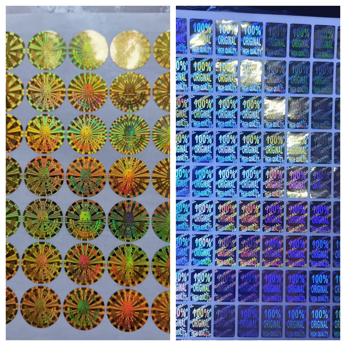 Laser Anti-Counterfeiting Label Plain Laser Silver Anti-Counterfeiting Label Void Letter Leaving Word Anti-Counterfeiting Self-Adhesive Label