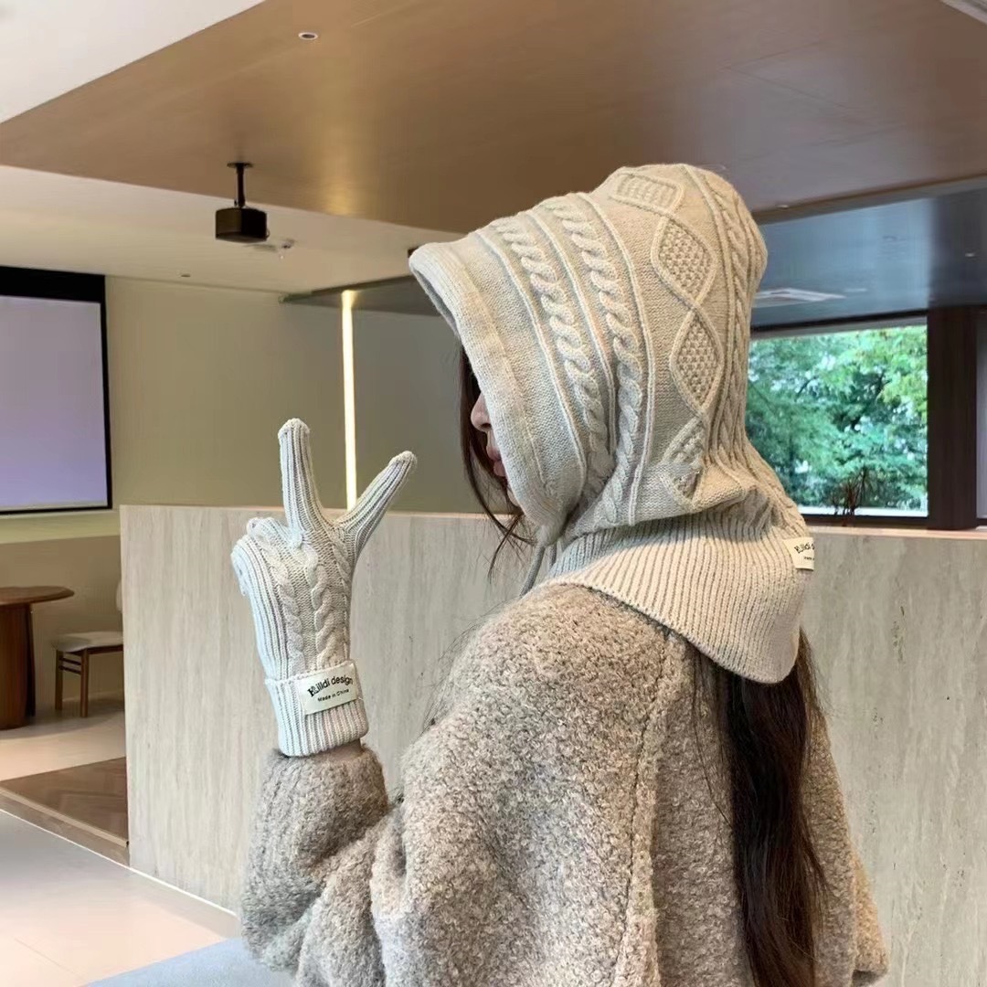 Шапка Rafa с кнопкой и закруткой интегрированная шапка осень-зима корейский стиль теплая шапка вязаная утолщенная шапка с завязками