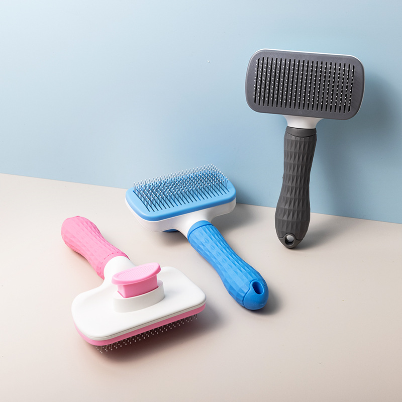 Pet Comb Cleaning Supplies Hair Brush One-Click Hair Removal Dog Comb Stainless Steel Hair Removal Self-Cleaning Hair Removal Comb