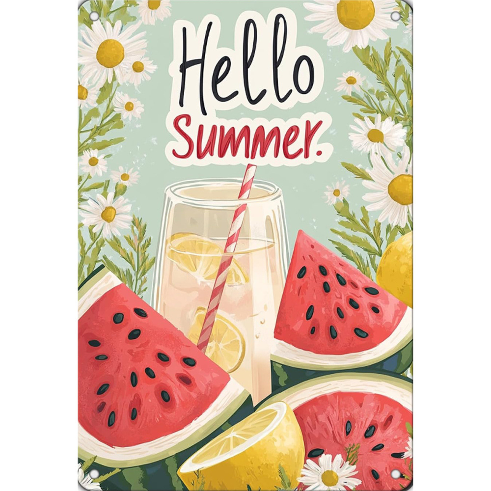 Cross-Border Retro Creative Tin Painting Aluminum Plate Painting Summer Juice Personalized Wall Decoration Bar Decoration Painting Wholesale