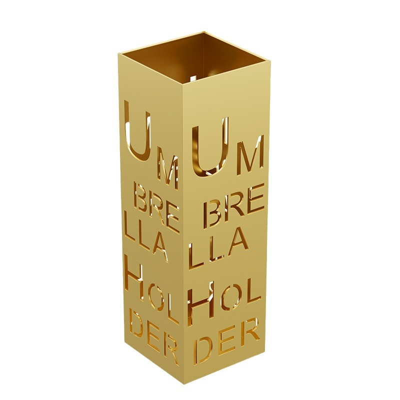 Gold Letter Iron Umbrella Stand Foyer Home Decor Storage Bucket for Umbrellas Company Entrance Hotel Cross-Border Minimalist Style