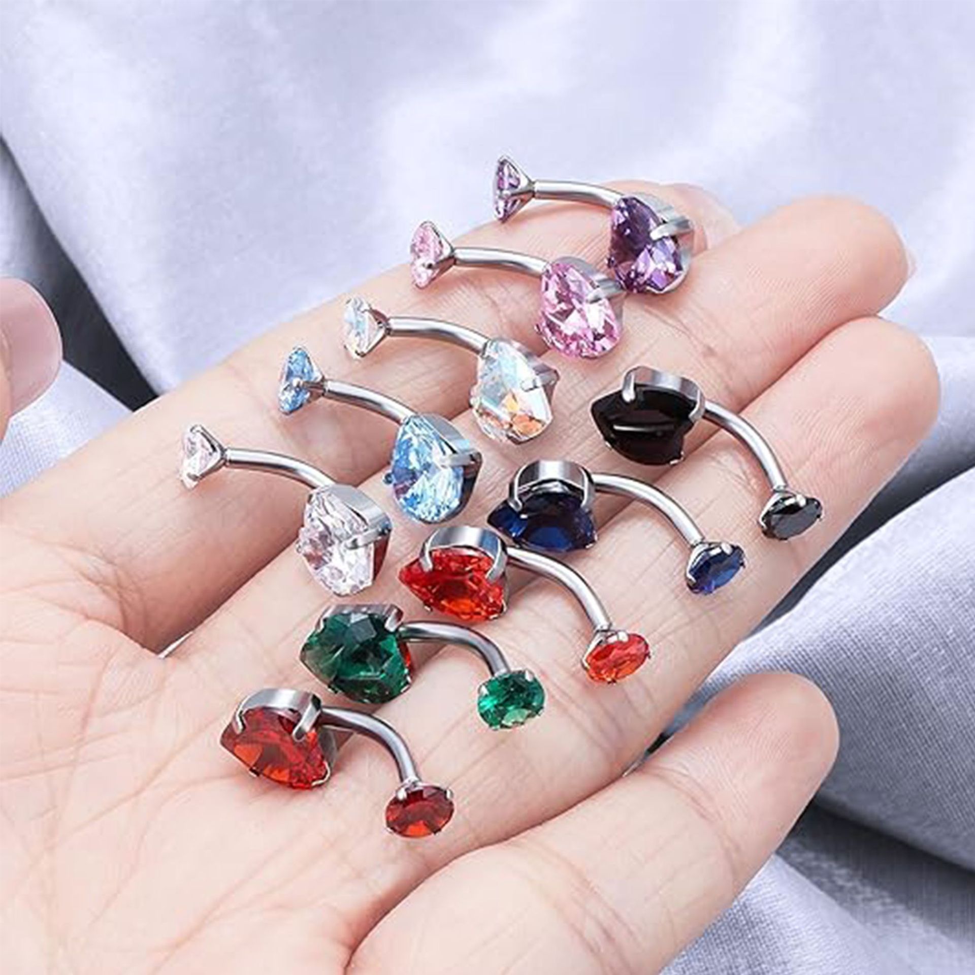 Cross-Border New G23 Titanium Alloy Heart-Shaped Double-Headed Navel Nail European and American Heart-Shaped Navel Ring Body Piercing Jewelry Wholesale