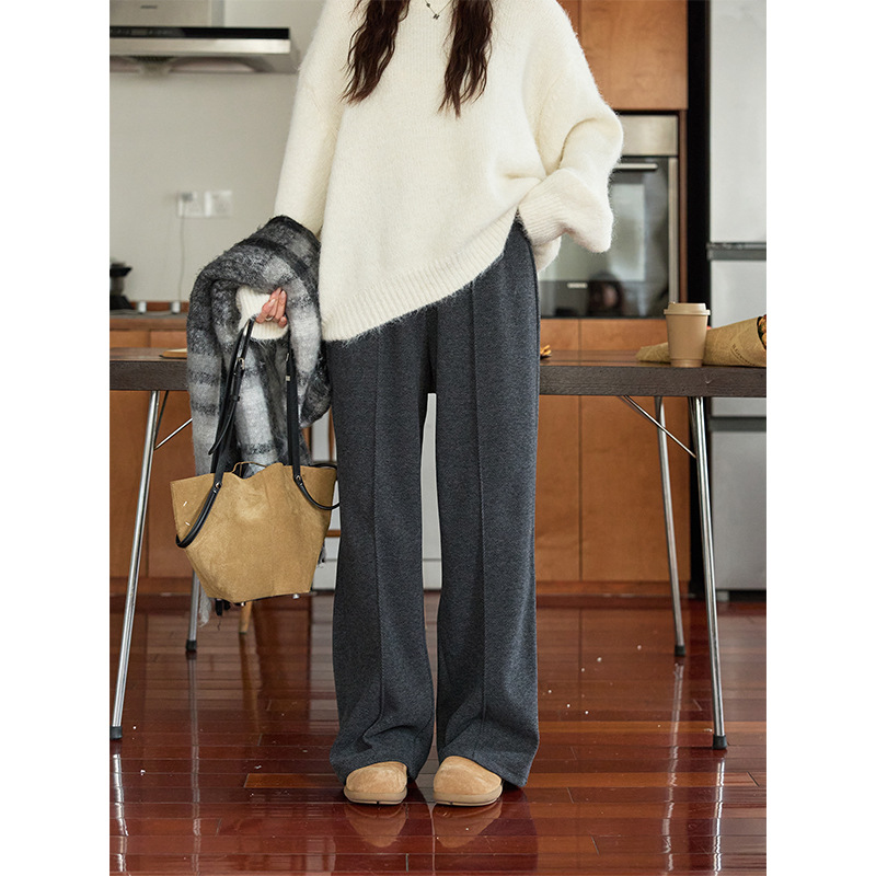 Широкие брюки в елочку для полных женщин, толстые, мягкие и восковые, простые прямые брюки с завязкой, высокие корейские повседневные брюки