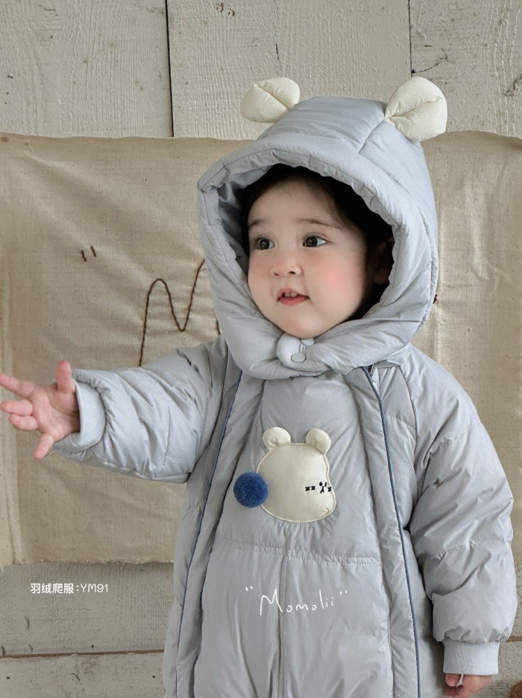 茉茉哩婴儿冬装羽绒服男女宝宝羽绒连体衣保暖新生可爱外出服冬天