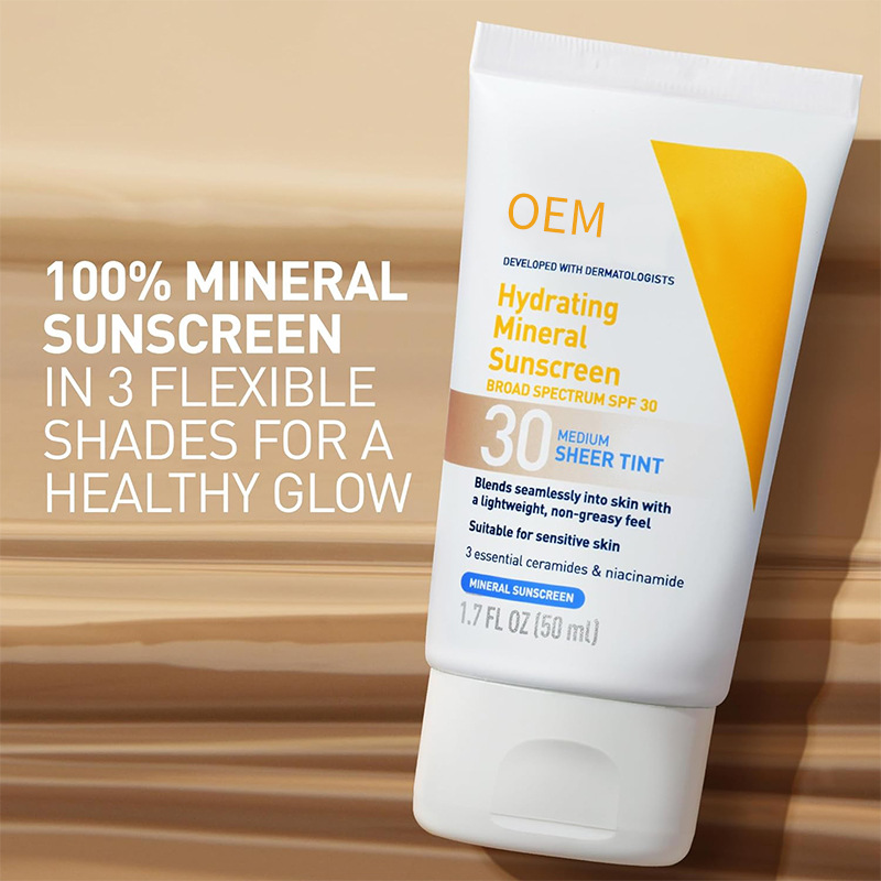 Cross-Border Customized Moisturizing Mineral Protective Cream Spf50+ Physical Protection Mild Waterproof Light and Sweat-Proof Export Oem