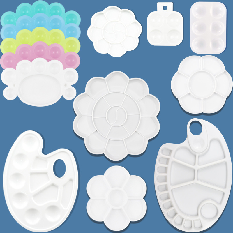 Прямые поставки пластиковых цветных принадлежностей в форме сливы, круглые палитры на 4, 7, 10 отверстий, оптовые маленькие палитры в форме ноги