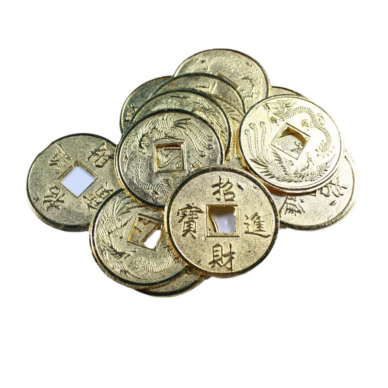Fortune tree Crafts accessories copper coins/alloy copper coins 2.0cm Golden Lucky Dragon and Phoenix copper coins epoxy accessories