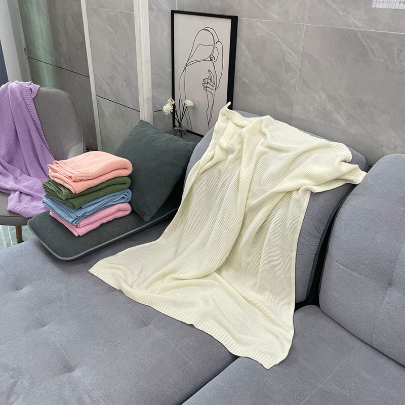 Factory wholesale embroidered cotton stroller cover blanket knitted quilt nap blanket sofa blanket cover nap sofa