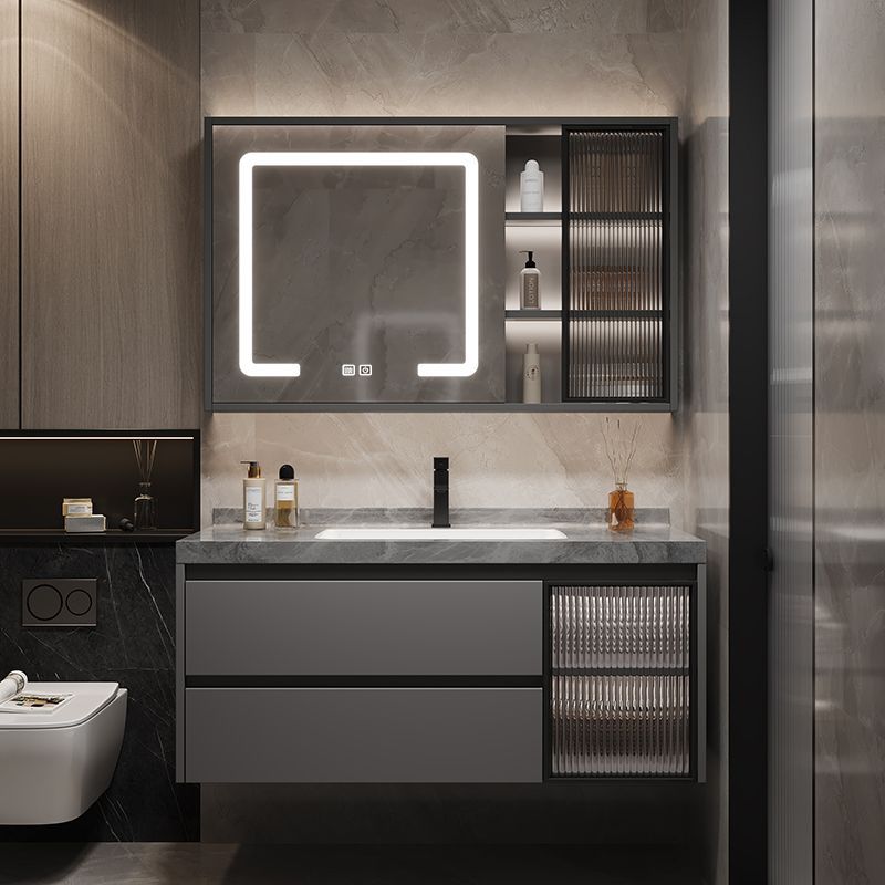 Шкаф для ванной с бесшовной сланцевой раковиной, комбинация с умывальником