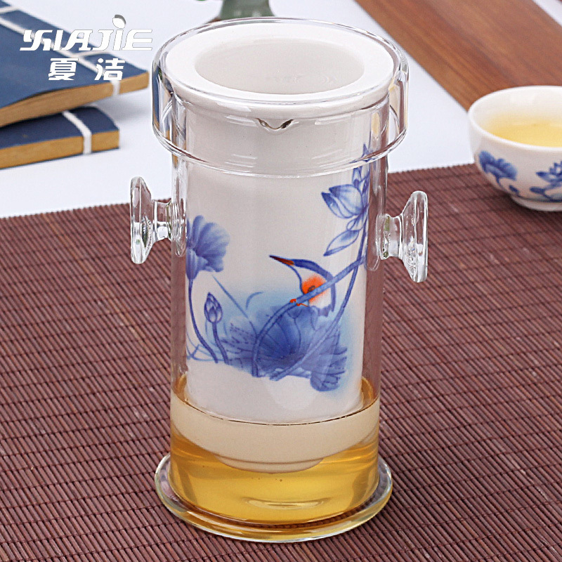 Чайный набор из синей и белой керамики, элегантный фильтр для чая