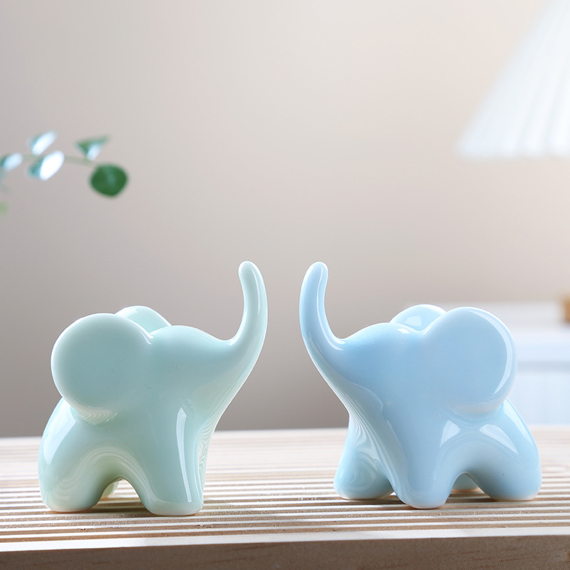 Ceramic Mini Elephant Tea Pet Ornaments Simple Elephant Lucious Ornaments Zen Landscape Decoration Ornaments