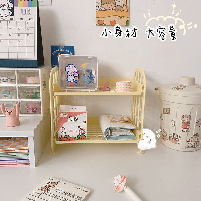 High-Looking Desktop Storage Rack Ins Style Multi-Layer Dormitory Storage Bookshelf Computer Office Storage Rack Wholesale