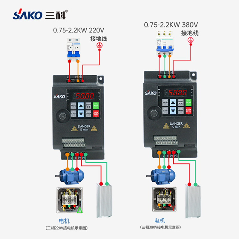 Sanke Inverter 0.75/1.5/2.2/4/5.5Kw Single-Phase 220V Three-Phase 380V Lightweight Motor Speed Regulator