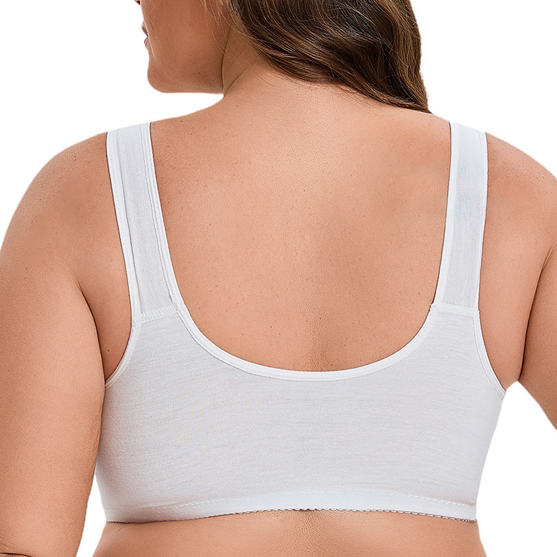 Cross-border New Soft Cotton Thin Cup Front Buckle Middle-aged Underwear Women's Lace No Steel Ring Vest Super plus size Bra