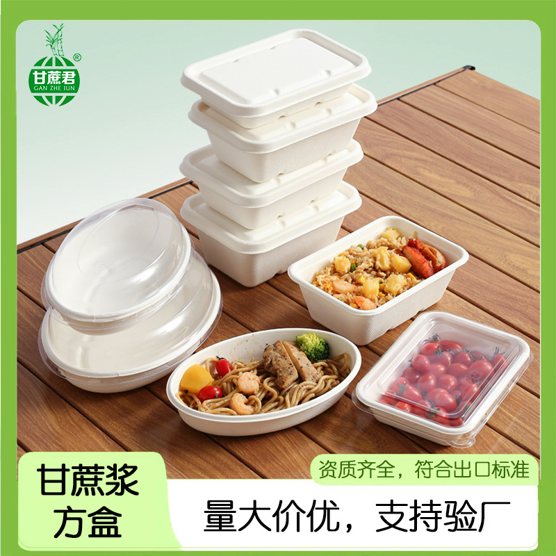 Одноразовая посуда из сахарного тростника, разлагаемая, квадратная упаковка для пикника, салата, коробка для обеда