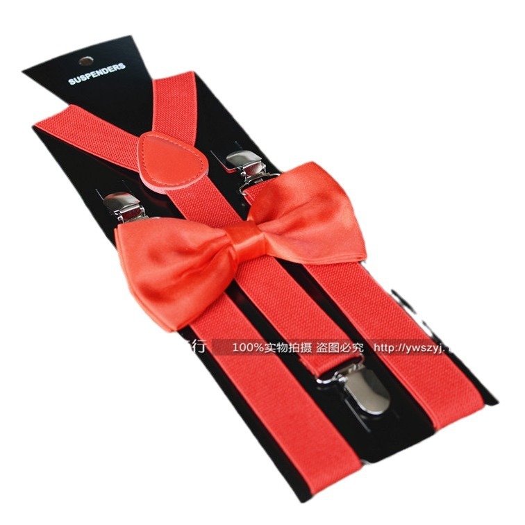 Spot Performance Suspender Pants Clip Bow tie Suspender Suit Middle Children Adult Men Women Suspender Photography Pure Black