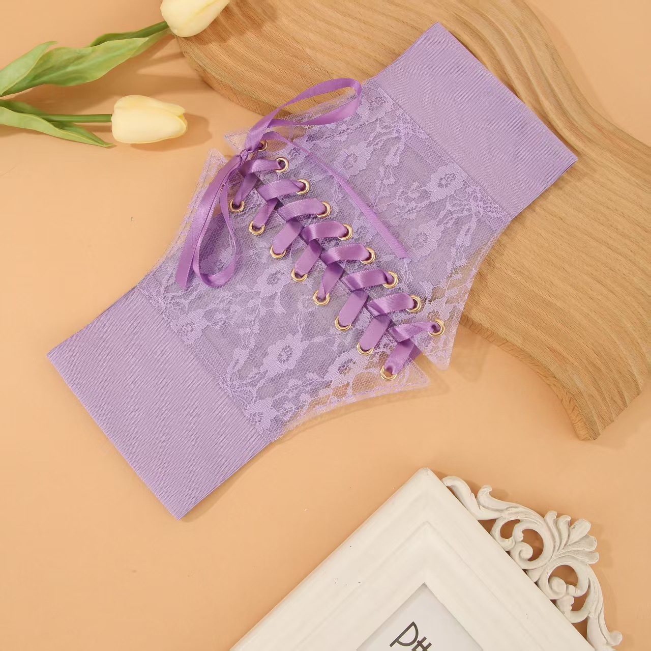 Fashion Wide Lace Waist Cover Women's All-match dress Top Decorative Belt Silk Elastic Waist Cover