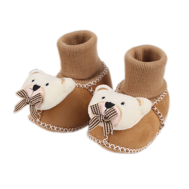 Autumn and Winter Baby Shoes 0-1 Years Old Newborn Fleece-Lined Warm Shoes and Socks Soft Sole Toddler Cotton Shoes That Do Not Fall Off