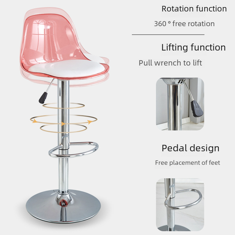 Plastic bar chair modern simple lifting rotating bar chair front desk high chair pet transparent Eames bar chair