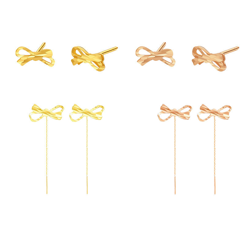 18K Gold Earrings Au750 Color Gold Rose Gold Explosions Women's Love Five-pointed Star Snowflake Needle Earrings