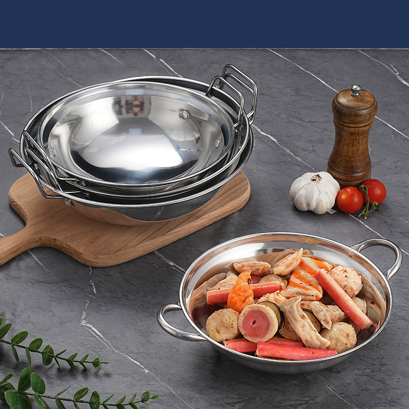 Stainless Steel Anti-overflow Bar Ding Pot with Lid Dry Pot Special suit Hotel Alcohol Stove Dry Pot Takeaway Small Hot Pot