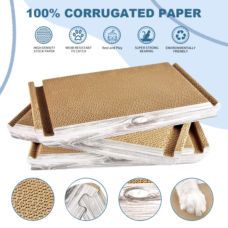 Foldable Cat Scratch Board Triangular Scraper 6-sided Available Cat Scratch Board Suitable for Indoor Cat Vertical Cat Board Pad