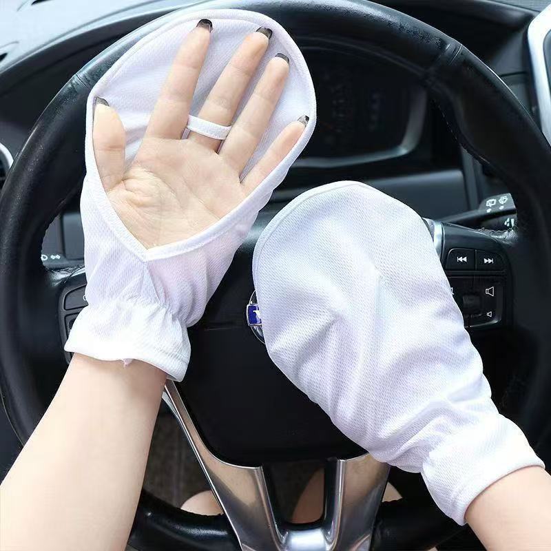 Summer Sun Protection Thin Gloves Anti-Uv Princess Loose Breathable Fingerless Short Sunshade Driving Outdoor Cycling